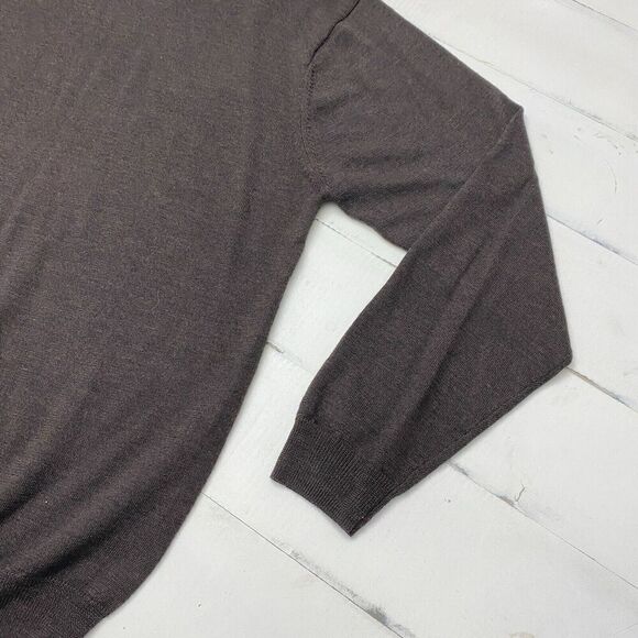 Pronto Uomo Men's Brown Sweater Size Large 100% Merino Wool Long Sleeve - Picture 6 of 11